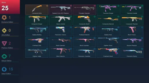 LA | Composite Knife | Radiant Crisis 001 Phantom | Forsaken Operator | Transition Stinger | 25 Skin | 19 Agent | 25 Buddy | Lv58