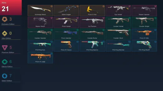 EU | Sovereign Sword | Spline Dagger | Prism III Axe | Ego Vandal | 21 Skin | 13 Agent | 23 Buddy | Lv34