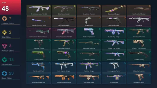AP | Singularity Phantom | Sandswept Dagger | Neo Frontier Marshal | Bubble Pop Light Stick | 48 Skin | 28 Agent | 60 Buddy | Lv118