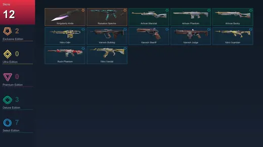 EU | Singularity Knife | Ruination Spectre | Artisan Marshal | Artisan Phantom | 12 Skin | 10 Agent | 15 Buddy | Lv37 — Valorant account