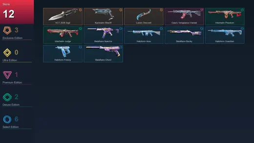 AP | VCT 2026 Sigil | Kuronami Sheriff | Luna's Descent | Gaia's Vengeance Vandal | 12 Skin | 9 Agent | 12 Buddy | Lv25 — Valorant account