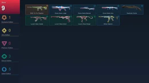 EU | RGX 11z Pro Phantom | Lycan's Bane Vandal | Lycan's Bane Ghost | Lycan's Bane Stinger | 9 Skin | 9 Agent | 21 Buddy | Lv26 — Valorant account