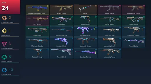 AP | Araxys Vandal | Bound | Radiant Entertainment System Phantom | Reaver Vandal | 24 Skin | 18 Agent | 29 Buddy | Lv59 — Valorant account