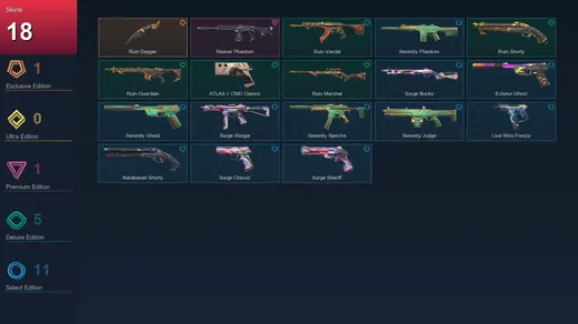 AP | Ruin Dagger | Reaver Phantom | Ruin Vandal | Ruin Shorty | 18 Skin | 28 Agent | 80 Buddy | Lv163