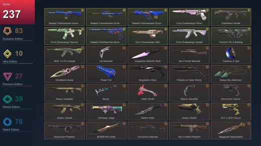 NA | RGX 11z Pro Vandal | Ion Karambit | Singularity Butterfly Knife | Neo Frontier Marshal | 237 Skin | 27 Agent | 149 Buddy | Diamond I | Lv248 — Valorant account