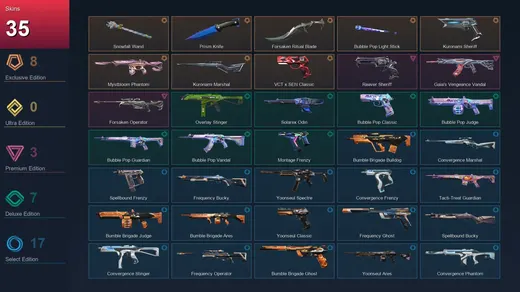 EU | Snowfall Wand | Prism Knife | Forsaken Ritual Blade | Bubble Pop Light Stick | 35 Skin | 19 Agent | 43 Buddy | Gold III | Lv58 — Valorant account
