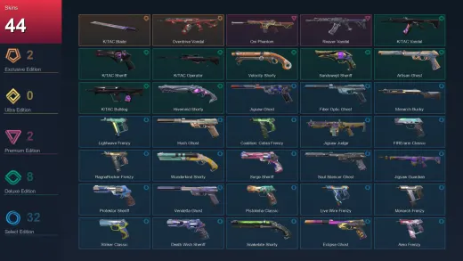 AP | K/TAC Blade | Overdrive Vandal | Oni Phantom | Reaver Vandal | 44 Skin | 26 Agent | 101 Buddy | Lv281