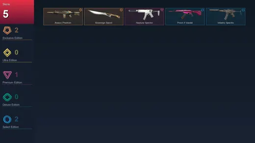 AP | Araxys Phantom | Sovereign Sword | Neptune Spectre | Prism II Vandal | 5 Skin | 13 Agent | 14 Buddy | Lv45