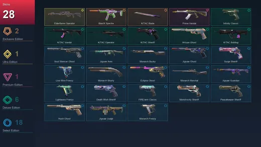 AP | BlastX Spectre | K/TAC Blade | Elderflame Operator | Prime Vandal | 28 Skin | 21 Agent | 67 Buddy | Lv187 — Valorant account