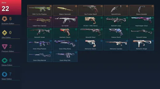 AP | RGX 11z Pro Phantom | Blade of Aemondir | Neo Frontier Sheriff | Byteshift Knife | 22 Skin | 28 Agent | 49 Buddy | Lv117 — Valorant account