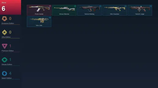 AP | Prime Vandal | Artisan Marshal | Varnish Bulldog | Nitro Guardian | 6 Skin | 9 Agent | 9 Buddy | Lv24 — Valorant account