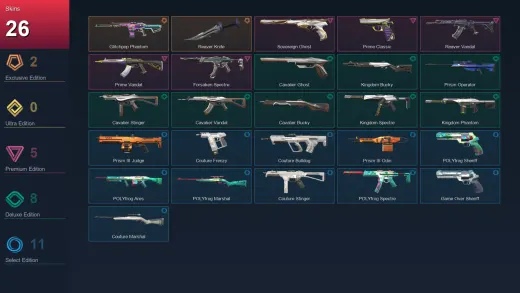 AP | Glitchpop Phantom | Reaver Knife | Sovereign Ghost | Prime Classic | 26 Skin | 23 Agent | 62 Buddy | Lv77