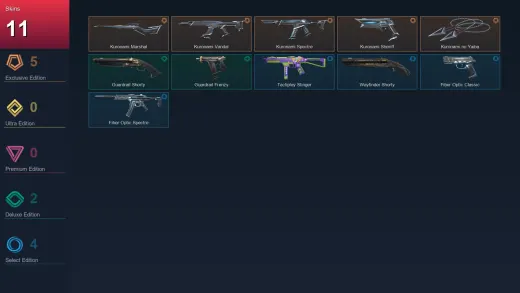 NA | Kuronami Marshal | Kuronami Vandal | Kuronami Spectre | Kuronami Sheriff | 11 Skin | 8 Agent | 19 Buddy | Lv23