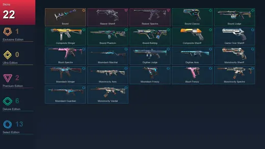 AP | Bound | Reaver Sheriff | Reaver Spectre | Bound Classic | 22 Skin | 12 Agent | 25 Buddy | Lv47