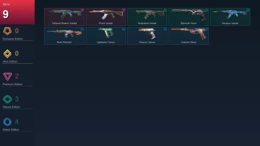 EU | Tethered Realms Vandal | Prime Vandal | Wasteland Vandal | Byteshift Ghost | 9 Skin | 27 Agent | 55 Buddy | Lv122