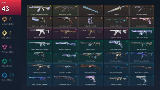 EU | Equilibrium | Prosperity | Blackthorn Vandal | Sentinels of Light Sheriff | 43 Skin | 20 Agent | 81 Buddy | Lv152