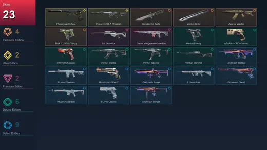 AP | Xenohunter Knife | Venturi Knife | Araxys Vandal | RGX 11z Pro Frenzy | 23 Skin | 28 Agent | 68 Buddy | Lv149