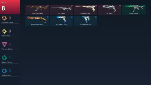 EU | Valiant Hero Vandal | Ion Operator | Sovereign Ghost | Ion Sheriff | 8 Skin | 12 Agent | 17 Buddy | Lv28