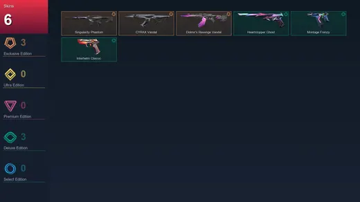 EU | Singularity Phantom | CYRAX Vandal | Dolmir's Revenge Vandal | Heartstopper Ghost | 6 Skin | 25 Agent | 18 Buddy | Lv79