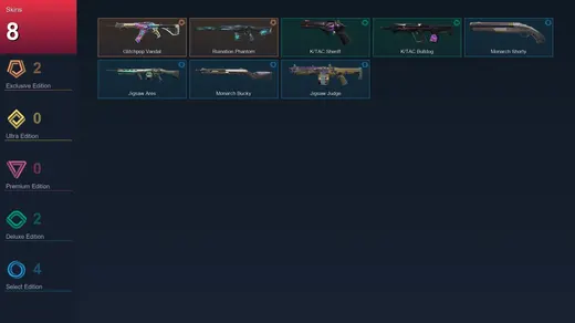 AP | Glitchpop Vandal | Ruination Phantom | K/TAC Sheriff | K/TAC Bulldog | 8 Skin | 7 Agent | 7 Buddy | Lv23