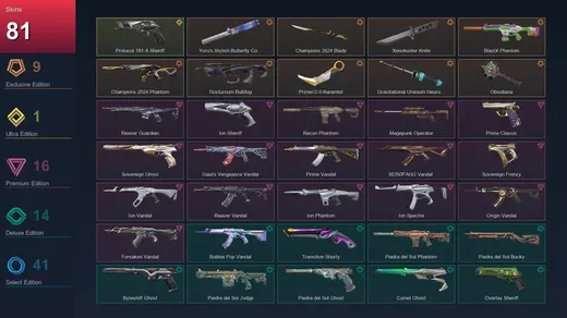 EU | Yoru's Stylish Butterfly Comb | Champions 2024 Blade | Xenohunter Knife | BlastX Phantom | 81 Skin | 28 Agent | 160 Buddy | Platinum II | Lv340 — Valorant account