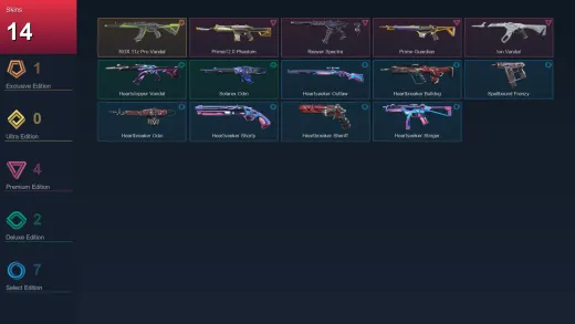 EU | RGX 11z Pro Vandal | Prime//2.0 Phantom | Reaver Spectre | Prime Guardian | 14 Skin | 11 Agent | 12 Buddy | Lv25