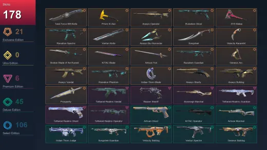 NA | Task Force 809 Knife | Prism III Axe | Araxys Operator | Ruination Ghost | 178 Skin | 29 Agent | 211 Buddy | Lv364