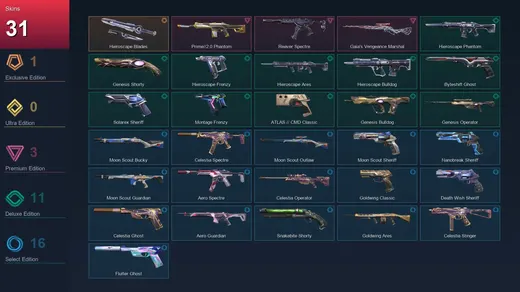 BR | Hieroscape Blades | Prime//2.0 Phantom | Reaver Spectre | Gaia's Vengeance Marshal | 31 Skin | 28 Agent | 72 Buddy | Lv159 — Valorant account
