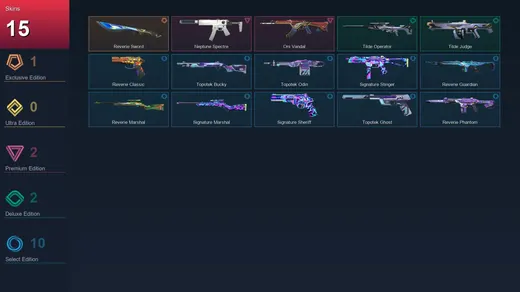EU | Reverie Sword | Neptune Spectre | Oni Vandal | Tilde Operator | 15 Skin | 8 Agent | 10 Buddy | Lv21