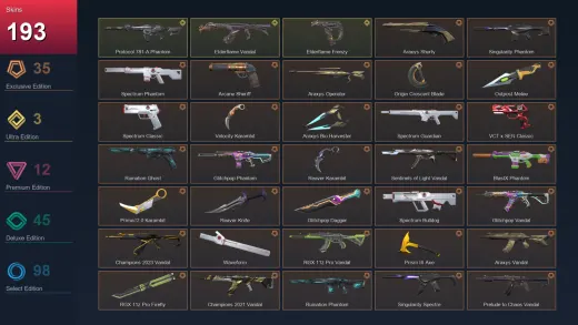 NA | Araxys Shorty | Singularity Phantom | Spectrum Phantom | Arcane Sheriff | 193 Skin | 26 Agent | 170 Buddy | Lv186