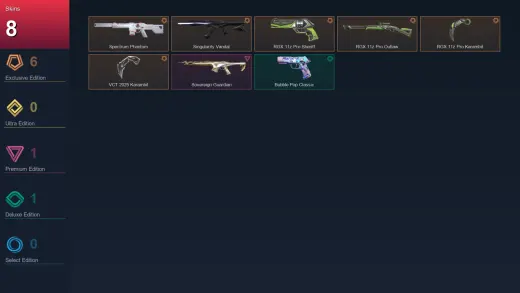 EU | Spectrum Phantom | Singularity Vandal | RGX 11z Pro Sheriff | RGX 11z Pro Outlaw | 8 Skin | 17 Agent | 29 Buddy | Lv60