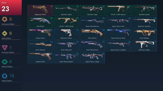 AP | Magepunk Sheriff | Byteshift Outlaw | Byteshift Judge | ATLAS // CMD Spectre | 23 Skin | 26 Agent | 48 Buddy | Lv107