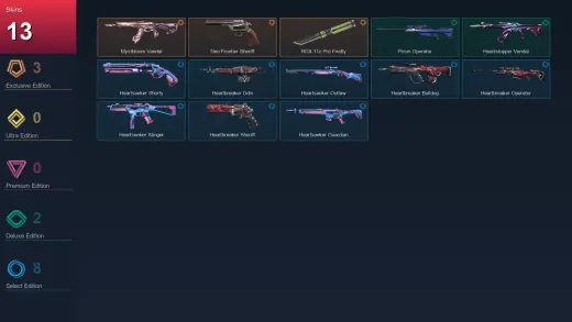 EU | Mystbloom Vandal | Neo Frontier Sheriff | RGX 11z Pro Firefly | Prism Operator | 13 Skin | 17 Agent | 27 Buddy | Lv50
