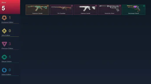 EU | Imperium Vandal | Oni Guardian | Neptune Vandal | Soulstrife Ghost | 5 Skin | 16 Agent | 19 Buddy | Lv63 — Valorant account