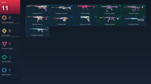 EU | Transition Stinger | Transition Bulldog | Transition Vandal | Freehand Ghost | 11 Skin | 13 Agent | 23 Buddy | Lv48 — Valorant account