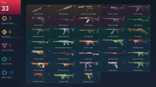 AP | Reaver Knife | Recon Balisong | Sentinels of Light Vandal | Reaver Operator | 33 Skin | 20 Agent | 48 Buddy | Lv72 — Valorant account