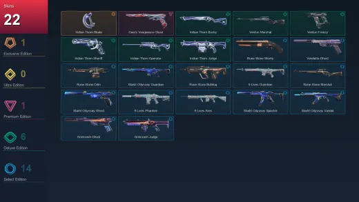 LA | Iridian Thorn Blade | Gaia's Vengeance Ghost | Iridian Thorn Bucky | Venturi Marshal | 22 Skin | 12 Agent | 29 Buddy | Lv49