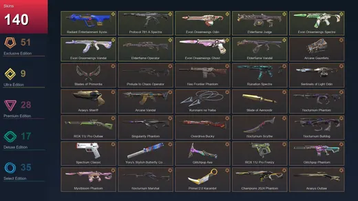 EU | Arcane Gauntlets | Blades of Primordia | Prelude to Chaos Operator | Neo Frontier Phantom | 140 Skin | 27 Agent | 81 Buddy | Bronze II | Lv139 — Valorant account