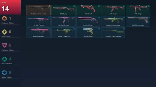 EU | Prelude to Chaos Vandal | .SYS Bucky | .SYS Sheriff | .SYS Vandal | 14 Skin | 25 Agent | 34 Buddy | Lv68 — Valorant account