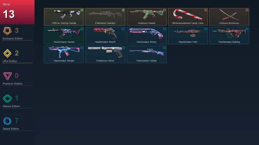 AP | Imperium Vandal | Winterwunderland Candy Cane | Onimaru Kunitsuna | ORA by OneTap Vandal | 13 Skin | 8 Agent | 6 Buddy | Lv20 — Valorant account