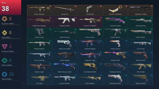 EU | Araxys Phantom | Artisan Foil | Ion Karambit | Prime//2.0 Karambit | 38 Skin | 27 Agent | 90 Buddy | Lv189 — Valorant account