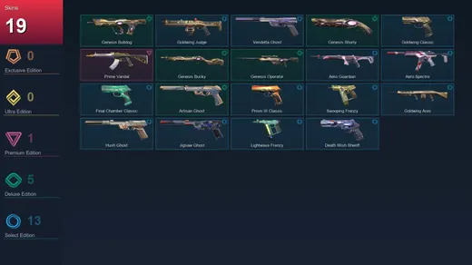 AP | Prime Vandal | Genesis Bulldog | Genesis Shorty | Genesis Bucky | 19 Skin | 20 Agent | 55 Buddy | Lv137