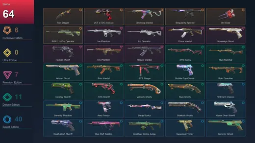 AP | Ruin Dagger | VCT x EDG Classic | Glitchpop Vandal | Singularity Spectre | 64 Skin | 25 Agent | 121 Buddy | Lv353 — Valorant account