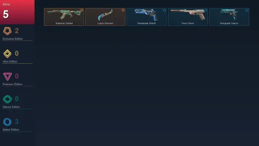 NA | Imperium Vandal | Luna's Descent | Nanobreak Sheriff | Hush Ghost | 5 Skin | 29 Agent | 34 Buddy | Lv79