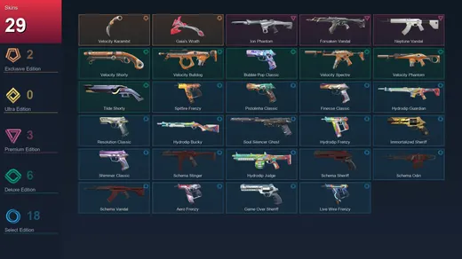 EU | Velocity Karambit | Gaia's Wrath | Ion Phantom | Forsaken Vandal | 29 Skin | 27 Agent | 82 Buddy | Lv204