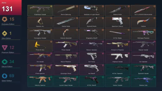 NA | Recon Balisong | Sentinels of Light Sheriff | Reaver Knife | VCT LOCK//IN Misericórdia | 131 Skin | 29 Agent | 104 Buddy | Lv156