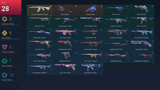 EU | Heart Splitter | Solarex Relic | Evori Dreamwings Vandal | Solarex Odin | 28 Skin | 25 Agent | 46 Buddy | Lv106 — Valorant account