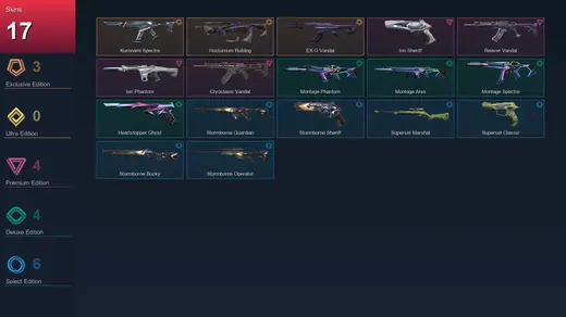EU | Kuronami Spectre | Nocturnum Bulldog | EX.O Vandal | Ion Sheriff | 17 Skin | 15 Agent | 18 Buddy | Lv47 — Valorant account