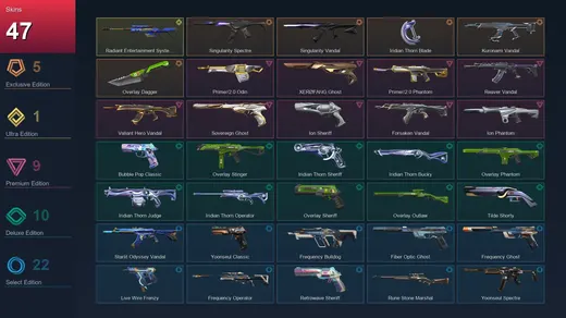 EU | Singularity Spectre | Singularity Vandal | Iridian Thorn Blade | Kuronami Vandal | 47 Skin | 25 Agent | 65 Buddy | Lv160 — Valorant account