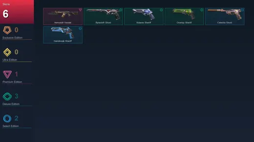 EU | Aemondir Vandal | Byteshift Ghost | Solarex Sheriff | Overlay Sheriff | 6 Skin | 27 Agent | 32 Buddy | Lv109 — Valorant account